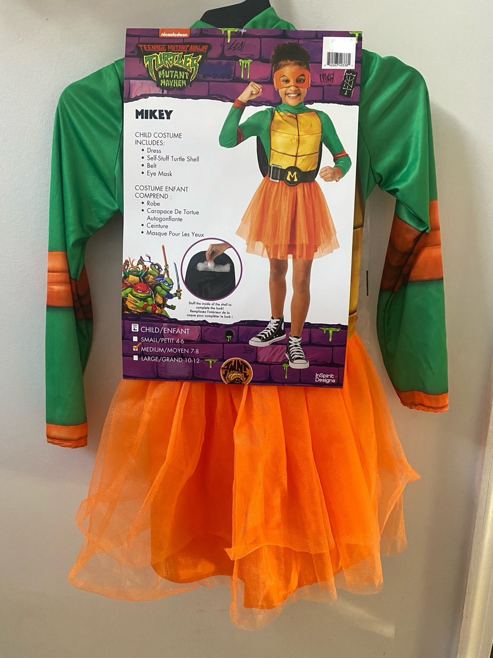 Teenage Mutant Ninja Turtles Mikey Kids Halloween Costume size 7/8, Brand NEW!